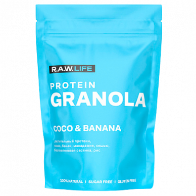 Гранола протеиновая "PROTEIN GRANOLA COCO & BANANA" Raw Life